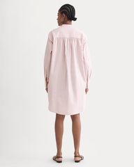 The Relaxed Shirt Dress in Ultrasoft Cotton | Pink / White