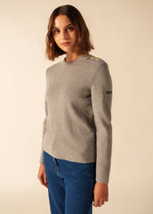 Pull marin uni Brégançon - en cachemire (GRIS CHINE)