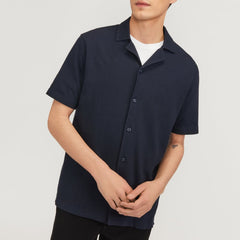 The Pique Short-Sleeve Shirt | Deep Navy
