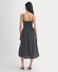 Midi Dress in Cotton Silk Voile | Black