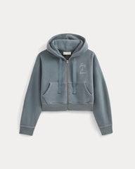 Saintjamesa x The Laufey Foundation Cropped Full-Zip Hoodie | Vintage Indigo