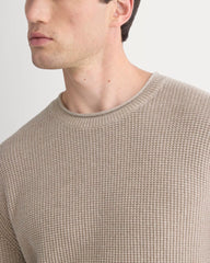 Waffle Rollneck Crew in Everyday Cotton | Heathered Oatmeal