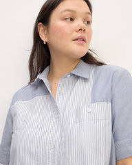 The Saintjamesa x Marques' Almeida Patchwork Daytripper Dress | Blue Stripe Patchwork