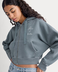 Saintjamesa x The Laufey Foundation Cropped Full-Zip Hoodie | Vintage Indigo