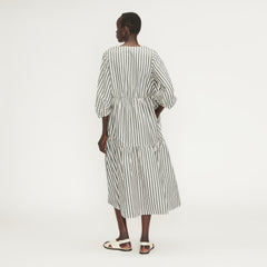 The Poplin Tiered Dress | Bone / Black