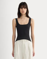 The Luxe Rib聽Square-Neck Tank | Black