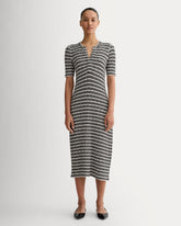 The Rib-Knit Henley Dress | Bone / Black