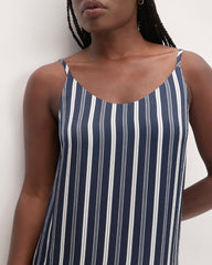 The Hammered Satin Slip Dress | Navy / Bone