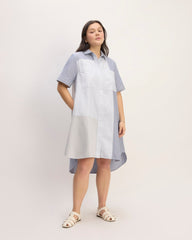 The Saintjamesa x Marques' Almeida Patchwork Daytripper Dress | Blue Stripe Patchwork