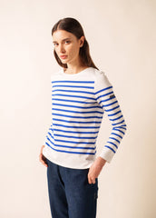 Marinière authentique Naval - coupe ajustée, en coton peigné (NEIGE/GITANE)