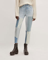 The '90s Cheeky庐 Mended Jean | Patched Indigo | 26.5" Inseam