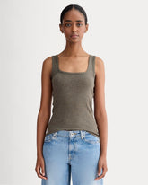 The Luxe Rib聽Square-Neck Tank | Heathered Fatigue