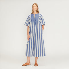 The Poplin Caftan Dress | Mazarine Blue / Bone