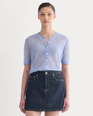 The Air Alpaca鈩?Short-Sleeve Cardigan | Soft Blue