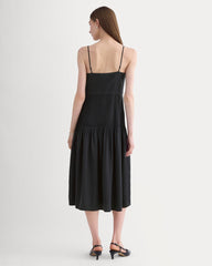 The Pleated Slip Dress in Butterlite | Black