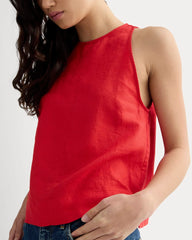 The Linen High-Neck Tank | Classic Red