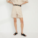 The Linen Way-High庐 Drape Short | Bone / Caramel