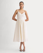 Midi Dress in Cotton Silk Voile | Bone