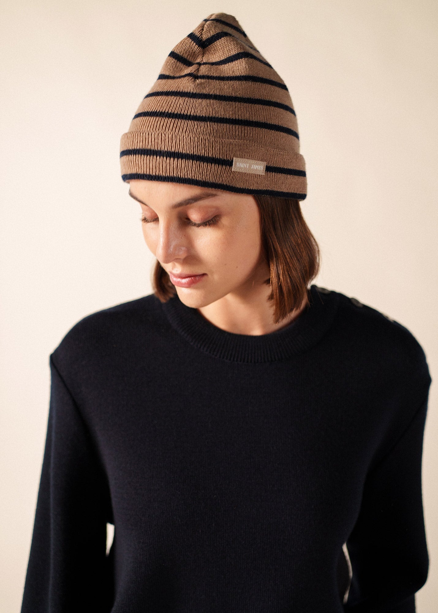 Bonnet de quart (BEIGE FONCE/MARINE)