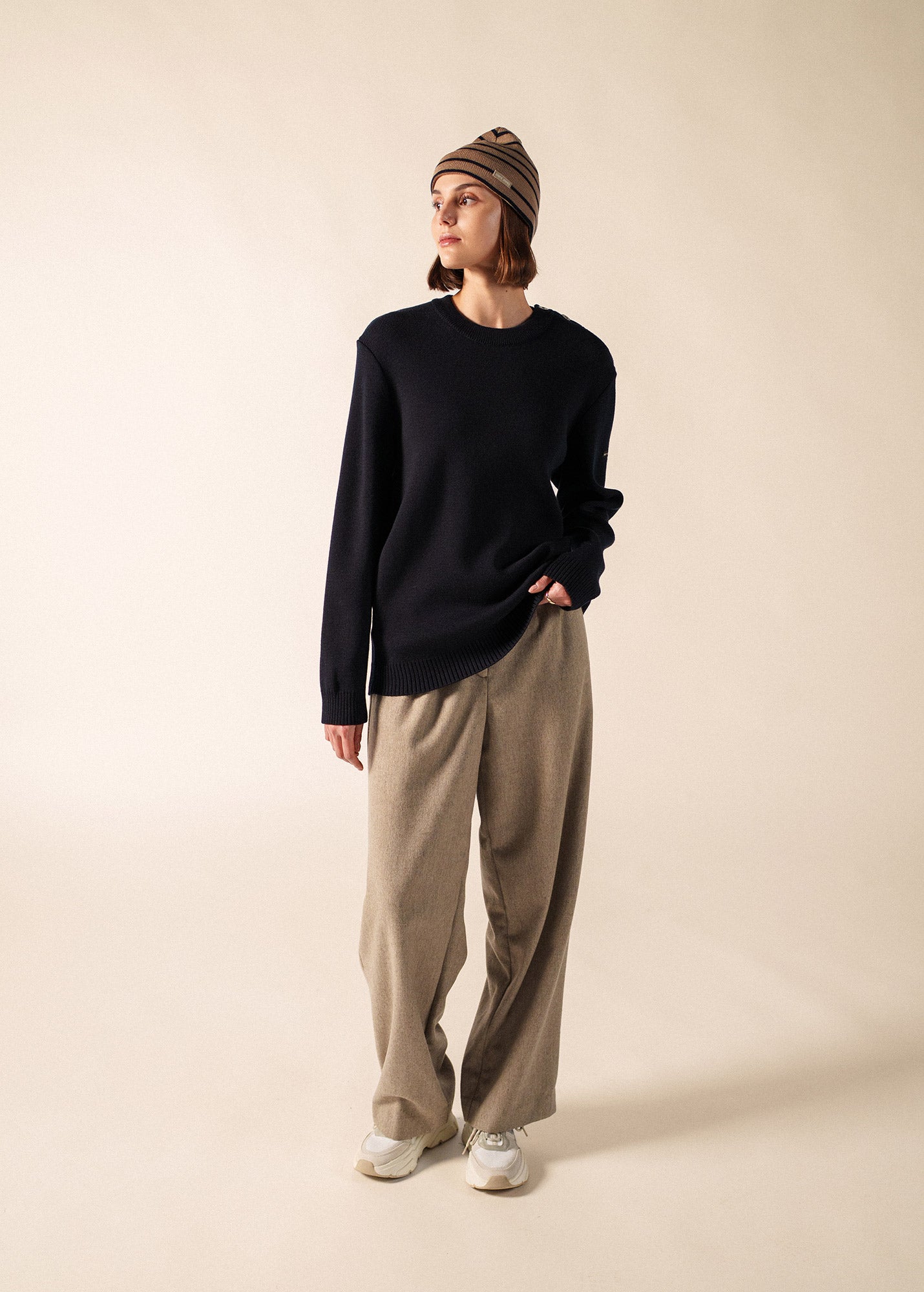 Bonnet de quart (BEIGE FONCE/MARINE)