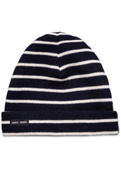 Bonnet de quart rayé enfant - en pure laine vierge (MARINE/ECRU)