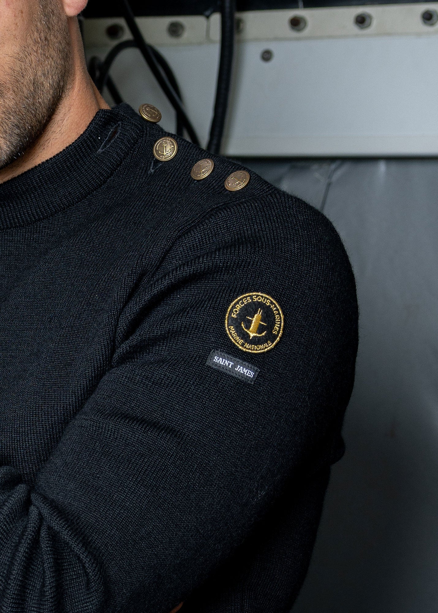 Pull marin Compas x Marine nationale (NOIR)