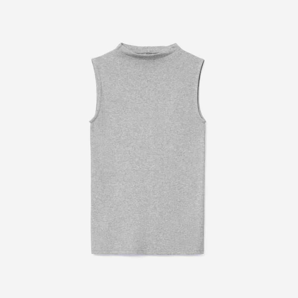 The Pima Micro-Rib Funnel-Neck Tank | Heathered Grey