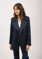 Caban Héritage femme en laine Mérinos - SAINT JAMES x Atelier Tuffery (INDIGO/CHANVRE)