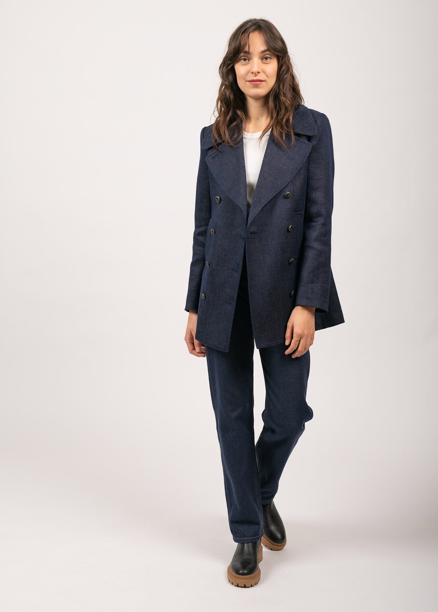Caban Héritage femme en laine Mérinos - SAINT JAMES x Atelier Tuffery (INDIGO/CHANVRE)