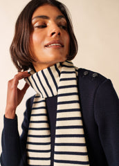 Echarpe rayée Scarf - en laine (ECRU/MARINE)