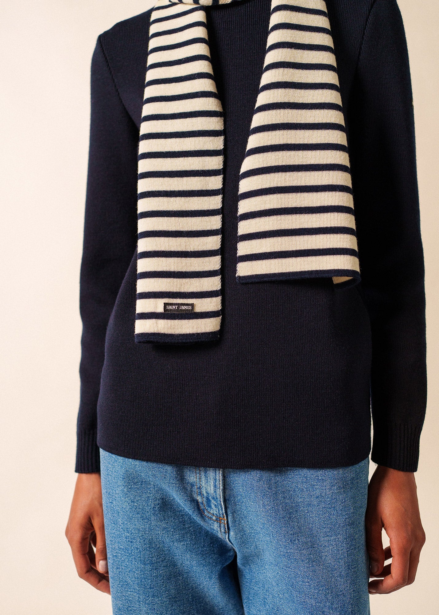 Echarpe rayée Scarf - en laine (ECRU/MARINE)