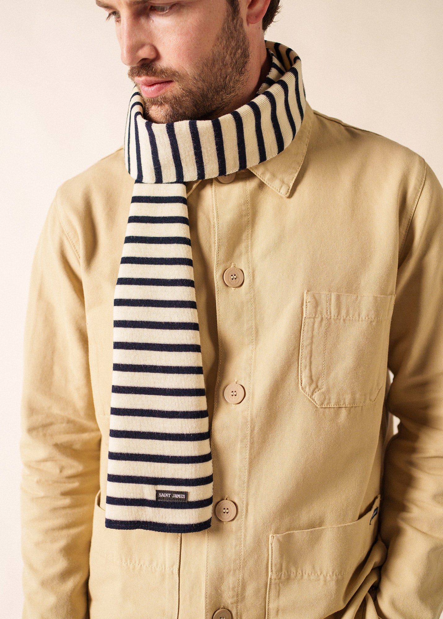 Echarpe rayée Scarf - en laine (ECRU/MARINE)