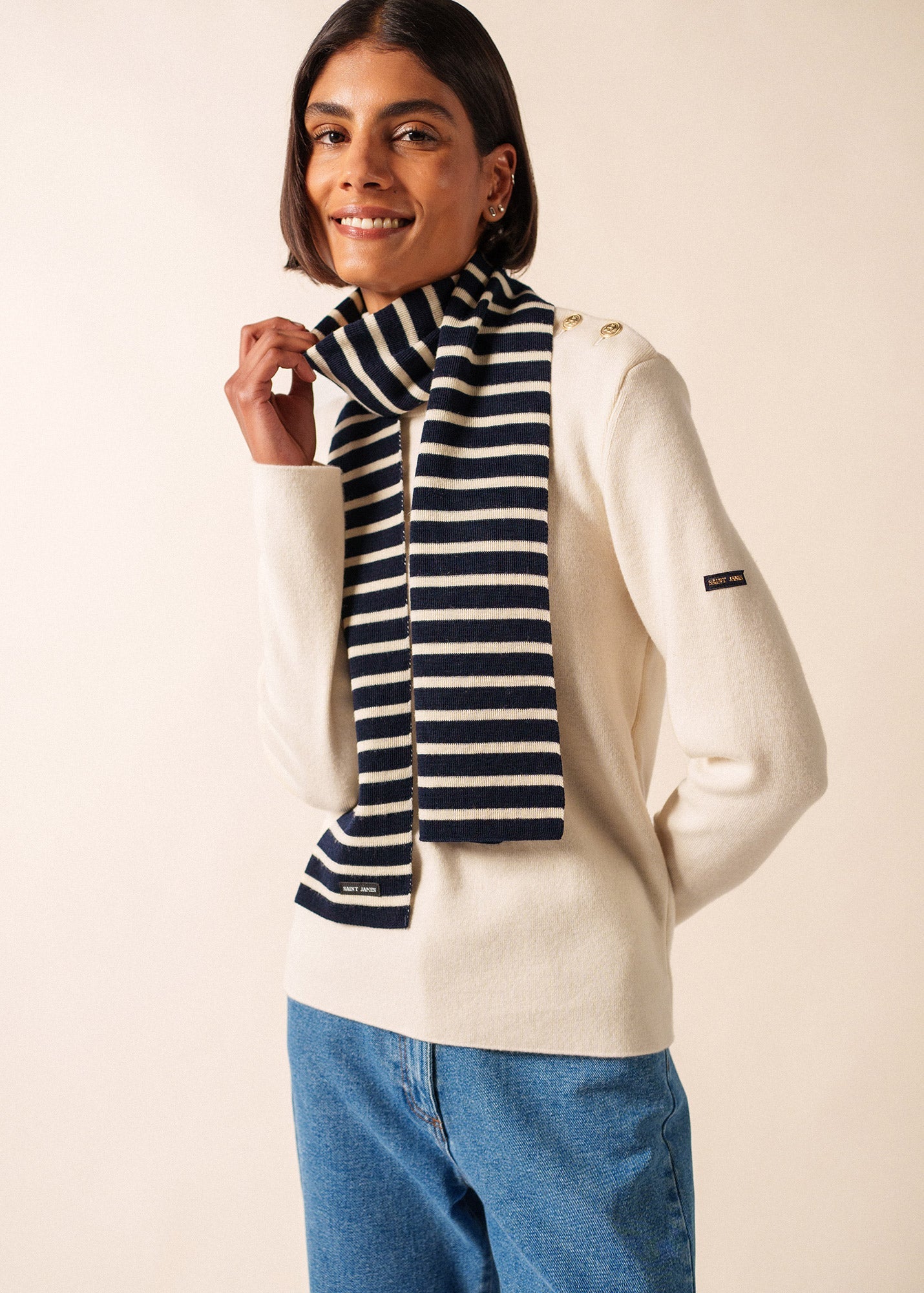 Echarpe rayée Scarf - en laine (MARINE/ECRU)