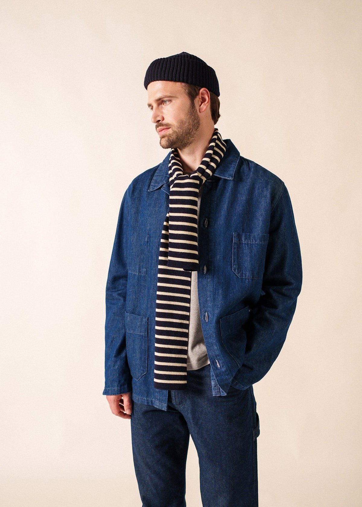 Echarpe rayée Scarf - en laine (MARINE/ECRU)