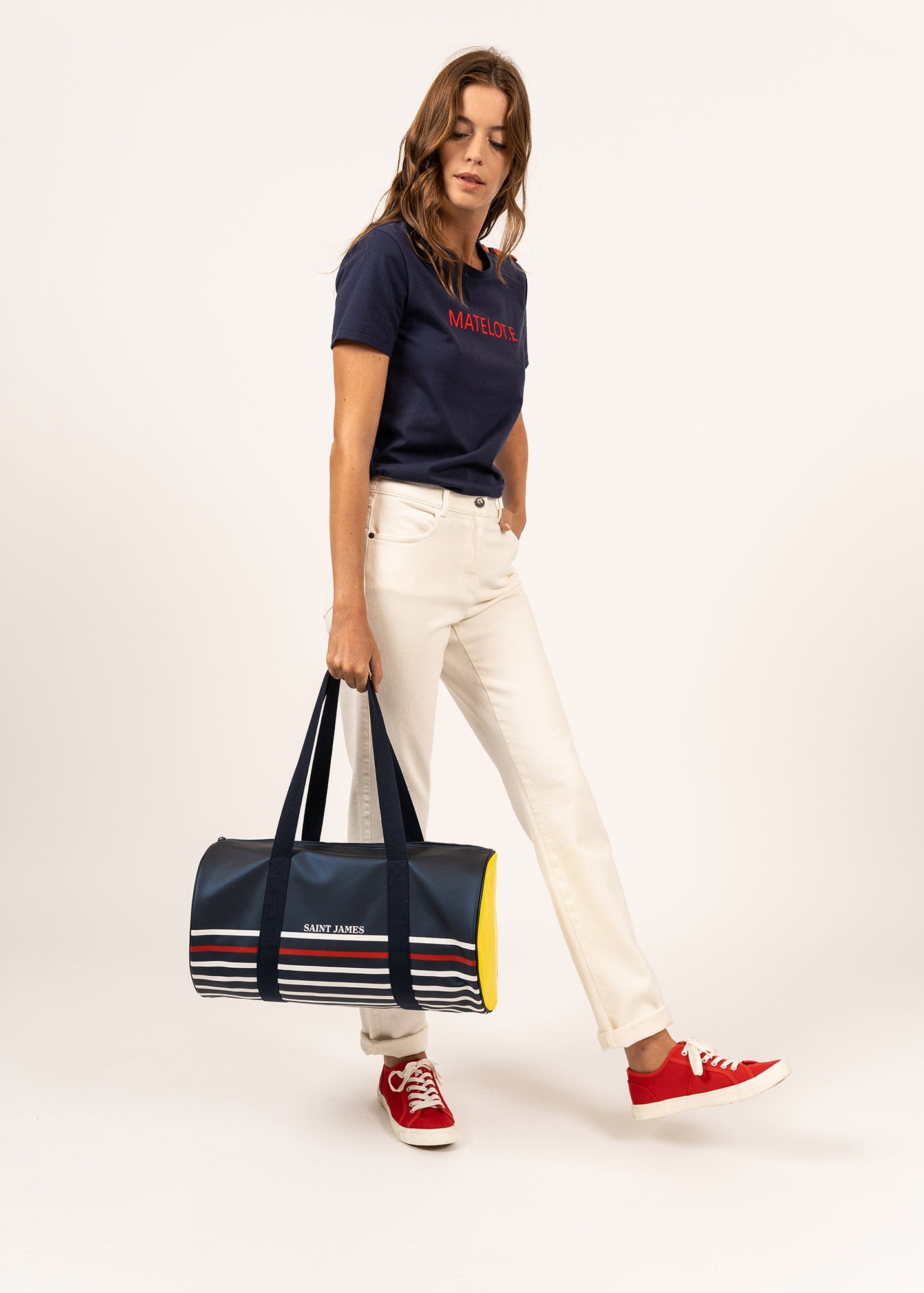 Sac bowling rayé (MARINE/CIRE)