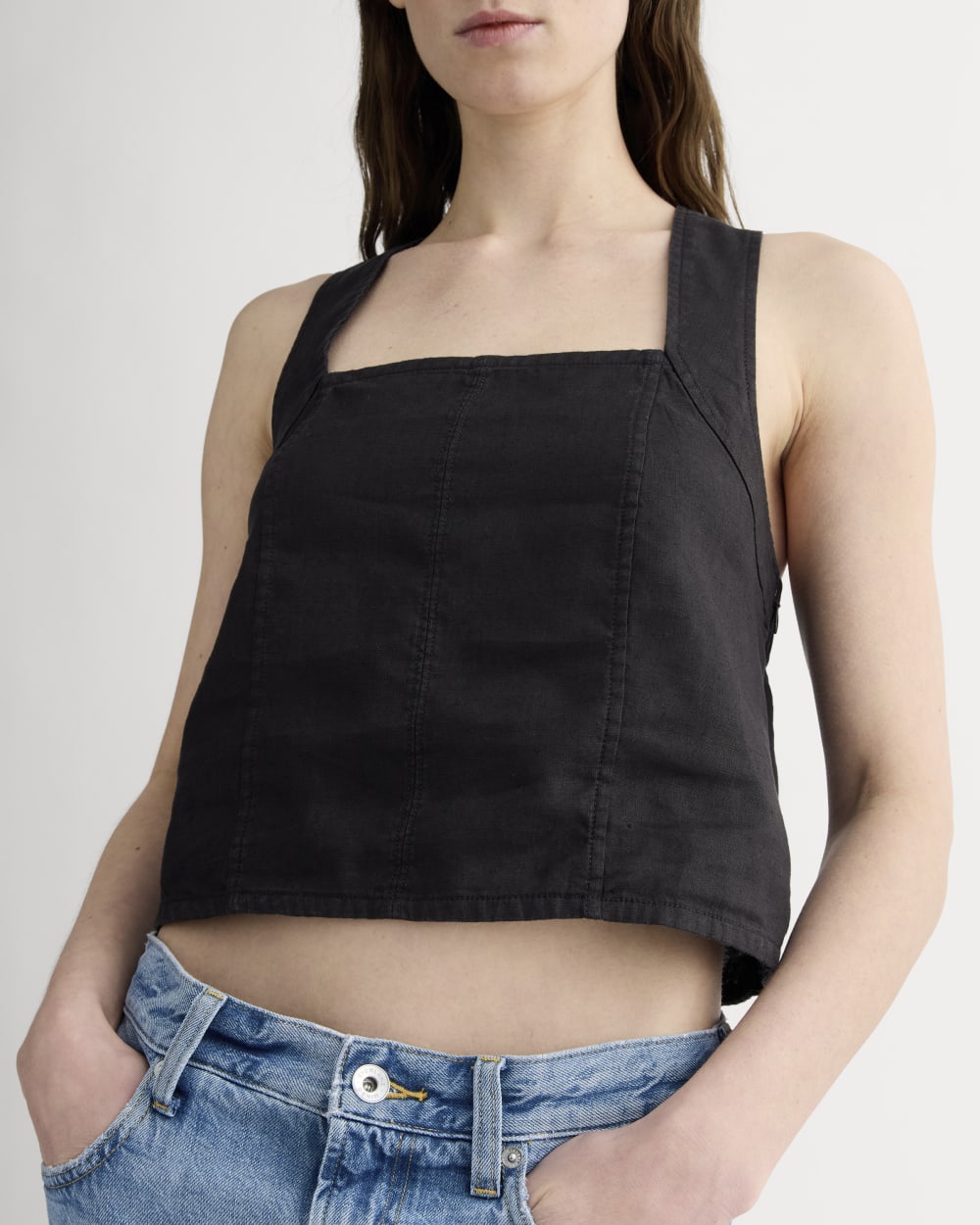 The Crossback Tank in Linen | Black