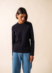 Pull marin uni Brégançon - en cachemire (NAVY)