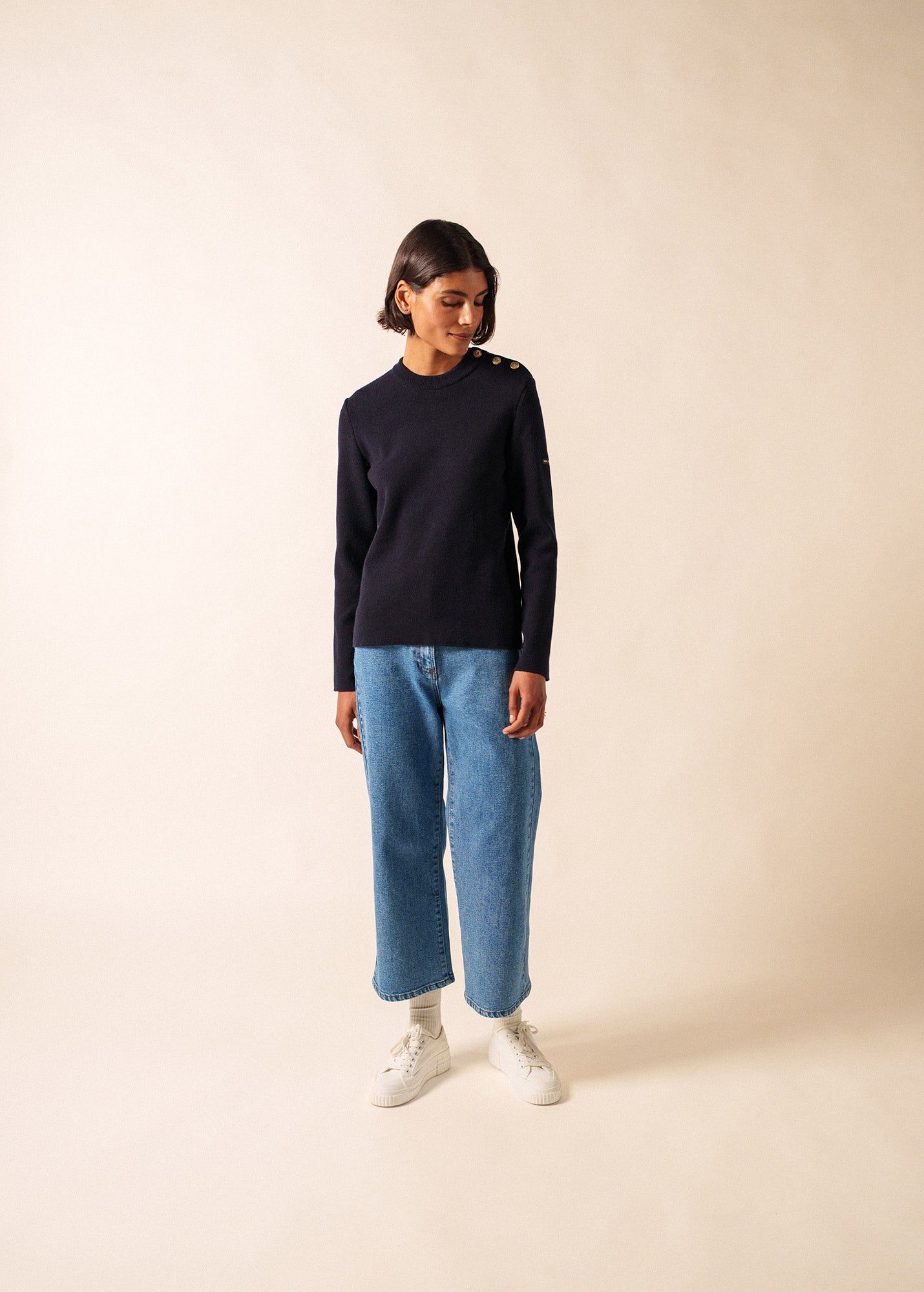 Pull marin uni Brégançon - en cachemire (NAVY)