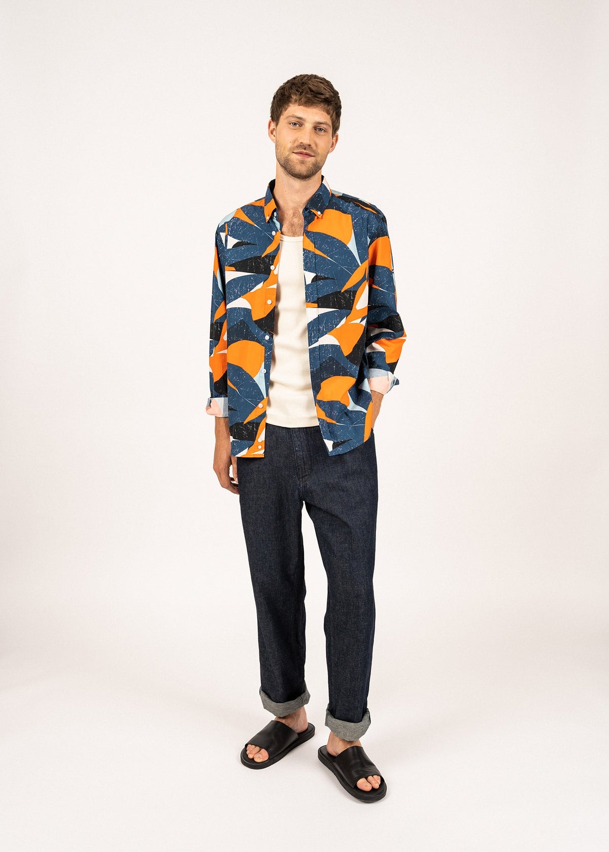 Chemise Clint (INDIGO/ORANGE FLUO)