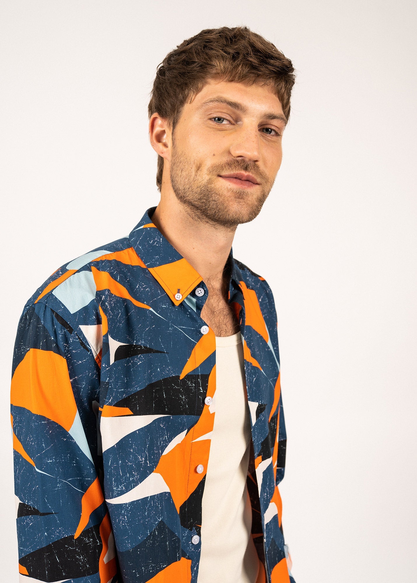 Chemise Clint (INDIGO/ORANGE FLUO)