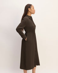 The Mini Jacquard Stripe Shirt Dress | Cocoa / Black