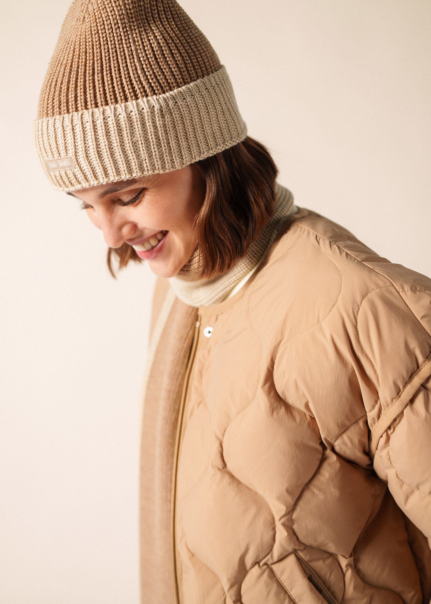Bonnet Canot bicolore (BEIGE FONCE/BEIGE)
