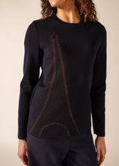 Pull Brégançon x La tour Eiffel (NAVY/BRONZE)
