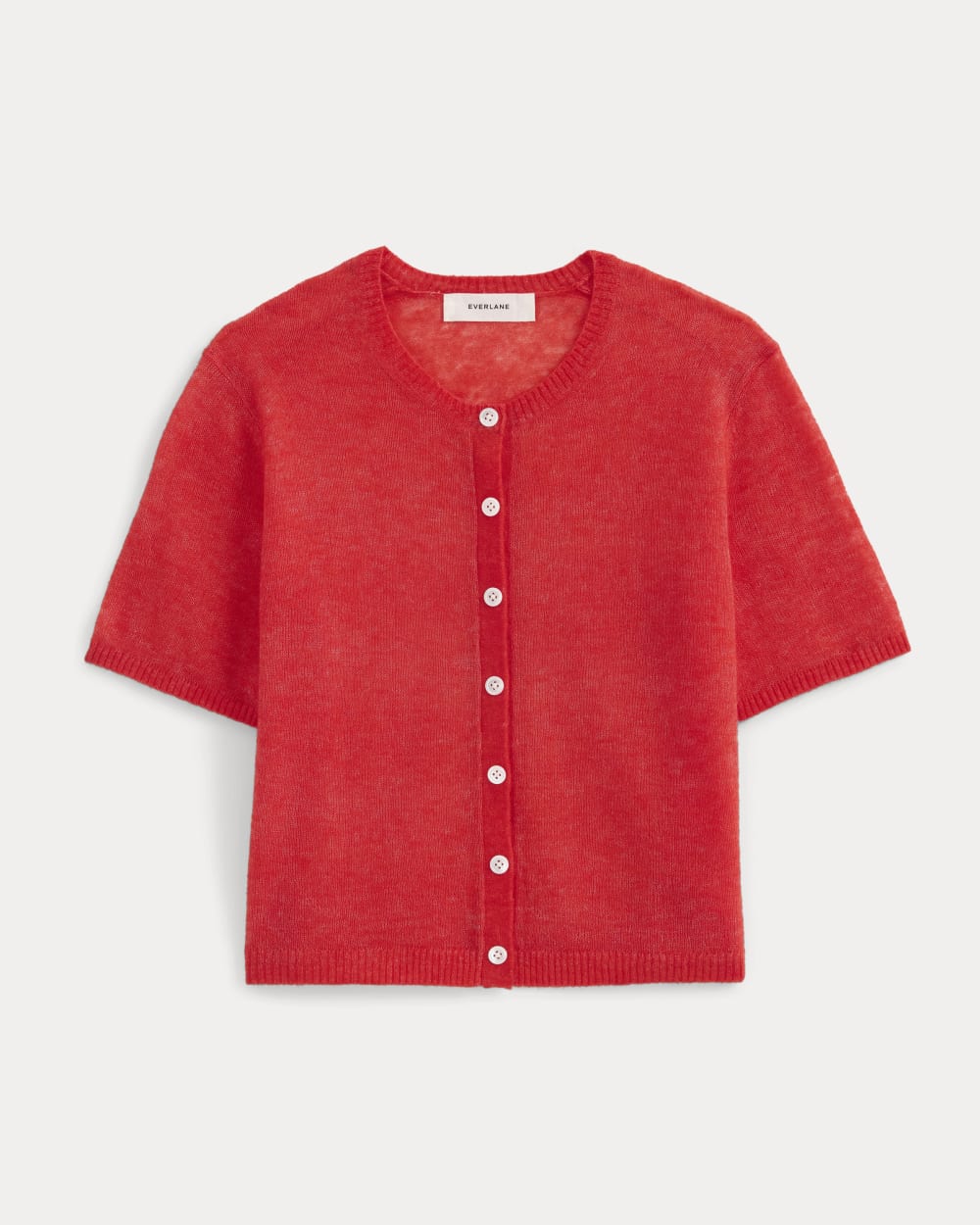 The Air Alpaca鈩?Short-Sleeve Cardigan | Fiery Red