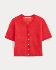 The Air Alpaca鈩?Short-Sleeve Cardigan | Fiery Red