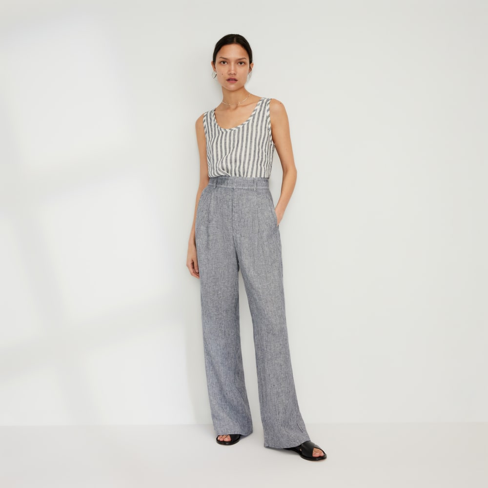 The Scoop Tank in Linen | Bone/Navy