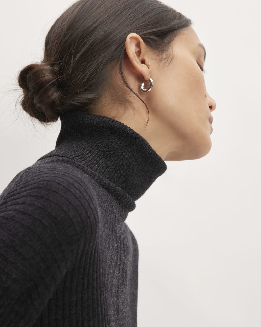 The Cotton-Merino Turtleneck Dress | Heather Charcoal