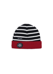 Bonnet rayé enfant en laine - SAINT JAMES x La tour Eiffel (NAVY/BLANC/TULIPE)