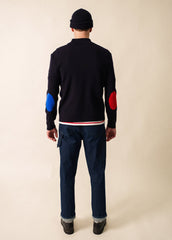 Pull à coudières x l'Elysée (NAVY/MULTICO)