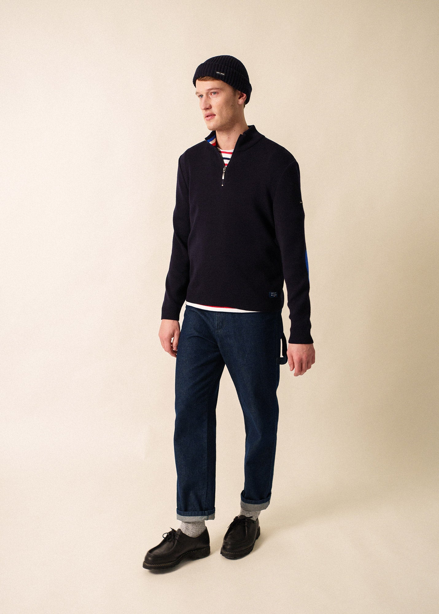 Pull à coudières x l'Elysée (NAVY/MULTICO)